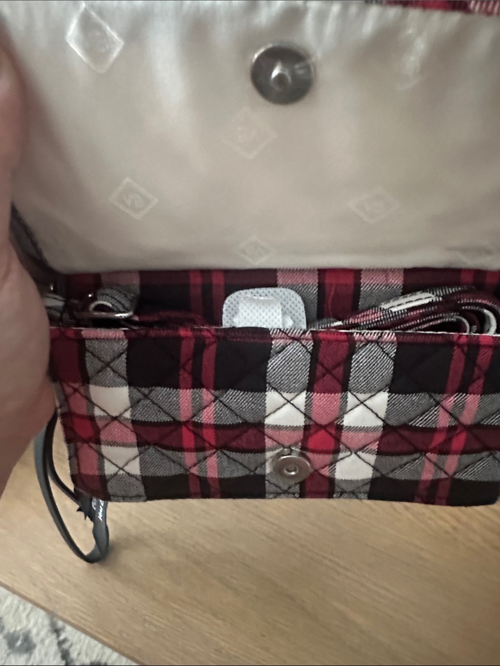 Vera Bradley Pink Black White Plaid Quilted Wallet - Picture 2 of 4